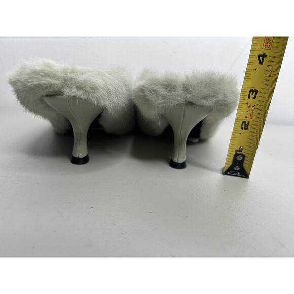NWOB Jeffrey Campbell Faux Fur Slip On Mules Green Mint Women’s Size 7.5 - Picture 9 of 11